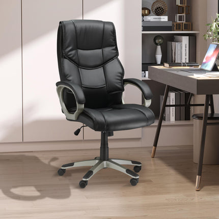 High Back Swivel Office Desk Chair with Adjustable Height and Rocking Function - Black
