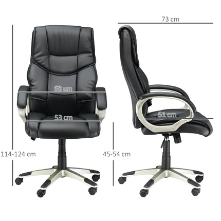High Back Swivel Office Desk Chair with Adjustable Height and Rocking Function - Black