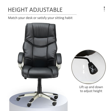 High Back Swivel Office Desk Chair with Adjustable Height and Rocking Function - Black