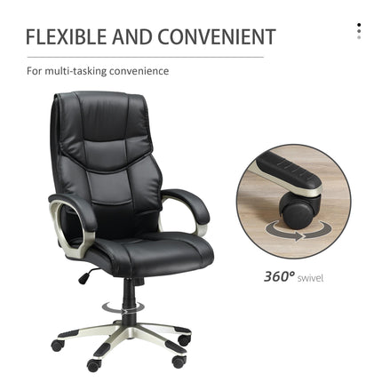 High Back Swivel Office Desk Chair with Adjustable Height and Rocking Function - Black