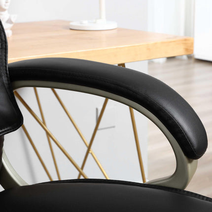 High Back Swivel Office Desk Chair with Adjustable Height and Rocking Function - Black