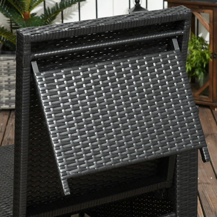 5 Piece Adjustable Reclining PE Rattan Sun Lounger Set with Side Table - Black