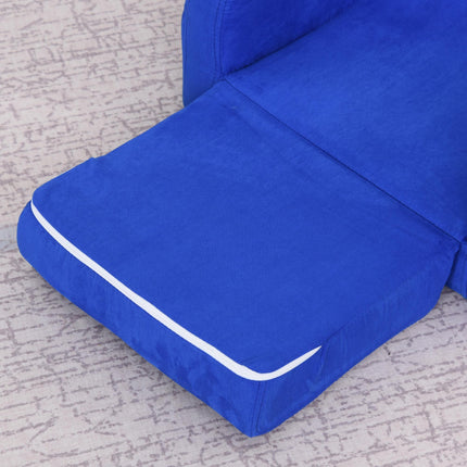 2 In 1 Kids Sofa Chair Bed with Soft Flannel and Foam - Blue