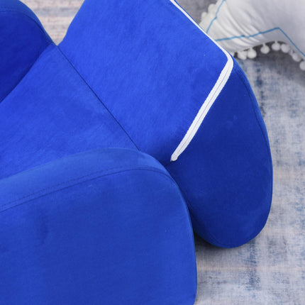 2 In 1 Kids Sofa Chair Bed with Soft Flannel and Foam - Blue