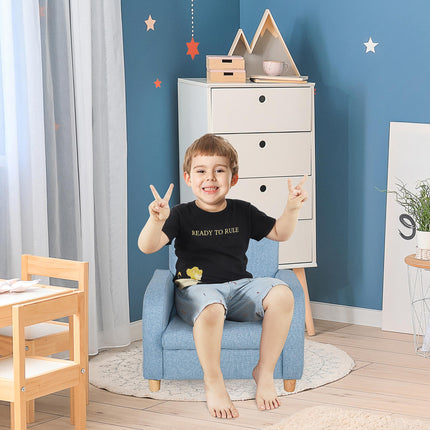 Kids Mini Sofa Armchair with Wood Frame and Anti-Slip Legs - Blue