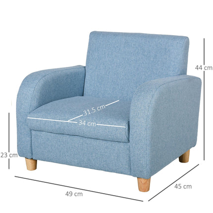 Kids Mini Sofa Armchair with Wood Frame and Anti-Slip Legs - Blue