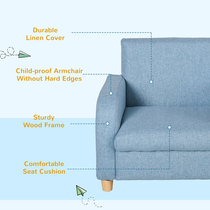Kids Mini Sofa Armchair with Wood Frame and Anti-Slip Legs - Blue