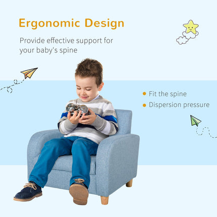 Kids Mini Sofa Armchair with Wood Frame and Anti-Slip Legs - Blue