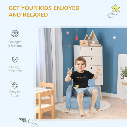 Kids Mini Sofa Armchair with Wood Frame and Anti-Slip Legs - Blue