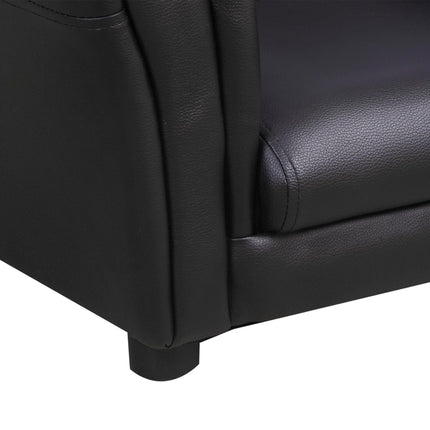 Toddler 2-Piece Sofa Set with Stool - Black Wood Frame