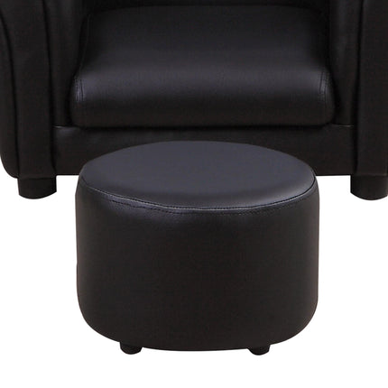 Toddler 2-Piece Sofa Set with Stool - Black Wood Frame