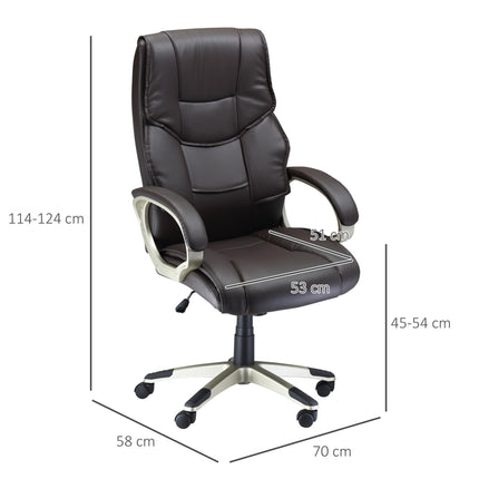 High Back Adjustable Office Desk Chair with Rocking Function - Brown