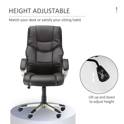 High Back Adjustable Office Desk Chair with Rocking Function - Brown