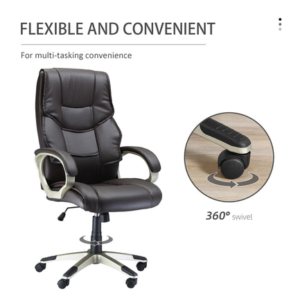 High Back Adjustable Office Desk Chair with Rocking Function - Brown