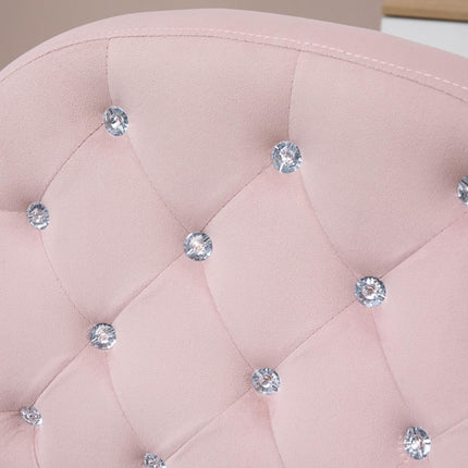 Ergonomic Office Chair 360° Swivel Diamond Tufted Velour Padded Base with 5 Castor Wheels - Pink