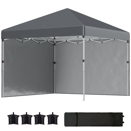 3 x 3 Metre Pop Up Gazebo Set with Sidewalls and Carry Bag - Dark Grey