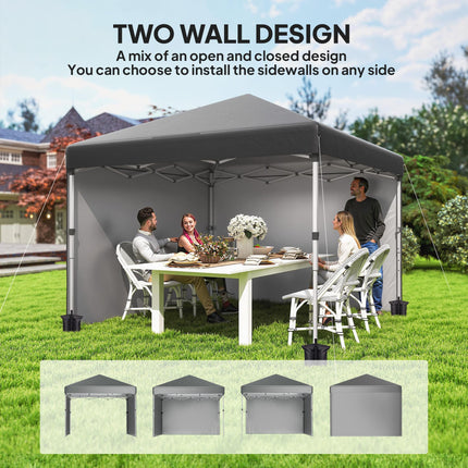 3 x 3 Metre Pop Up Gazebo Set with Sidewalls and Carry Bag - Dark Grey