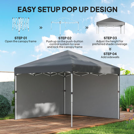 3 x 3 Metre Pop Up Gazebo Set with Sidewalls and Carry Bag - Dark Grey