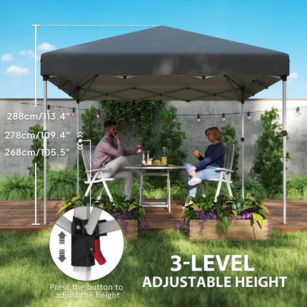 3 x 3 Metre Pop Up Gazebo Set with Sidewalls and Carry Bag - Dark Grey