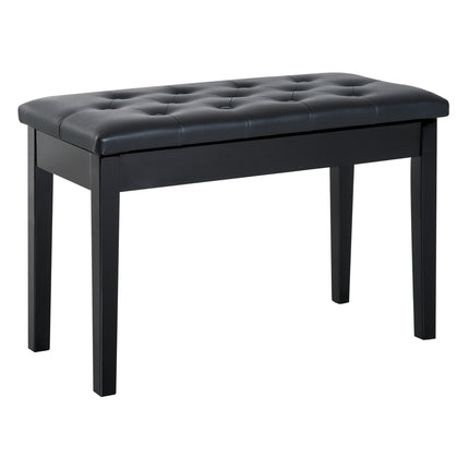 PU Leather Upholstered Piano Stool with Storage 76x36x50cm - Black