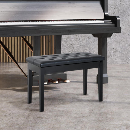 PU Leather Upholstered Piano Stool with Storage 76x36x50cm - Black