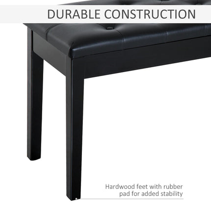 PU Leather Upholstered Piano Stool with Storage 76x36x50cm - Black