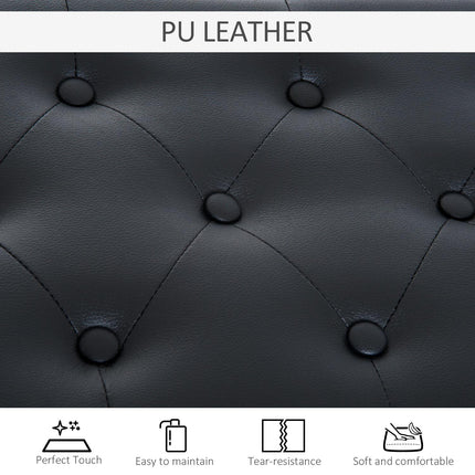 PU Leather Upholstered Piano Stool with Storage 76x36x50cm - Black