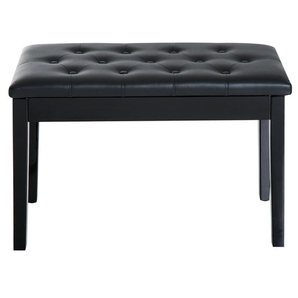 PU Leather Upholstered Piano Stool with Storage 76x36x50cm - Black