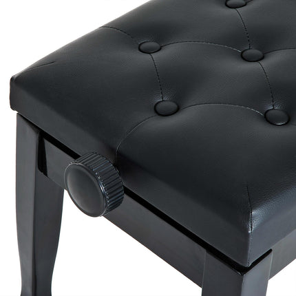 PU Leather Upholstered Height Adjustable Piano Stool with Solid Wood Frame - White