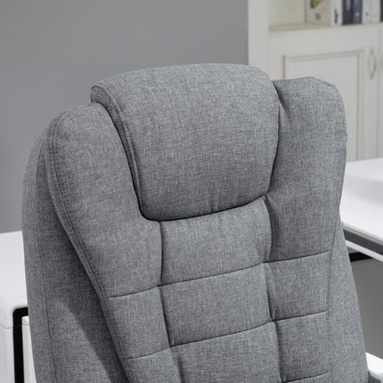 Heated 6-Point Vibration Massage Executive Reclining Office Chair with Footrest - Grey