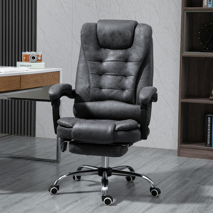 Heated 6-Point Vibration Massage Executive Office Chair with Adjustable Recline, Footrest & Swivel - Dark Grey