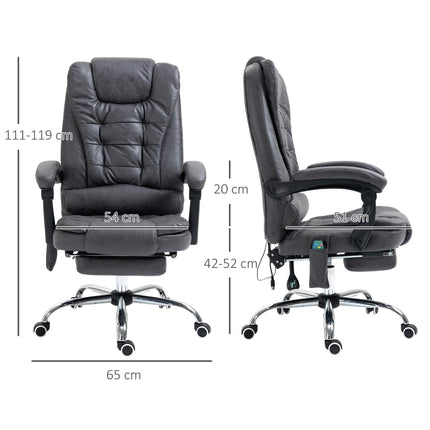 Heated 6-Point Vibration Massage Executive Office Chair with Adjustable Recline, Footrest & Swivel - Dark Grey