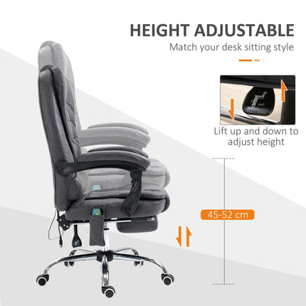 Heated 6-Point Vibration Massage Executive Office Chair with Adjustable Recline, Footrest & Swivel - Dark Grey
