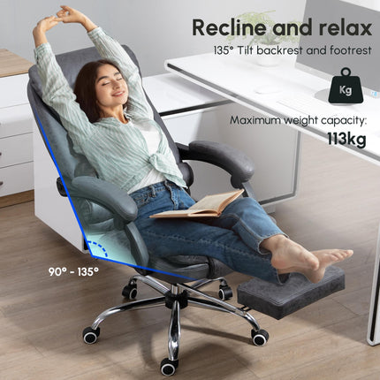 Heated 6-Point Vibration Massage Executive Office Chair with Adjustable Recline, Footrest & Swivel - Dark Grey