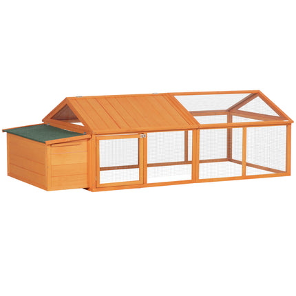 Wooden Chicken Coop for 4-8 Chickens with Nesting Box & Openable Roof - Orange