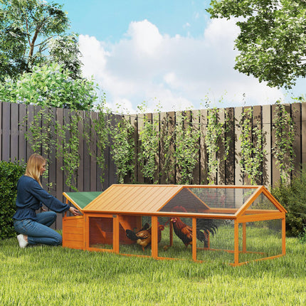 Wooden Chicken Coop for 4-8 Chickens with Nesting Box & Openable Roof - Orange