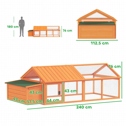 Wooden Chicken Coop for 4-8 Chickens with Nesting Box & Openable Roof - Orange