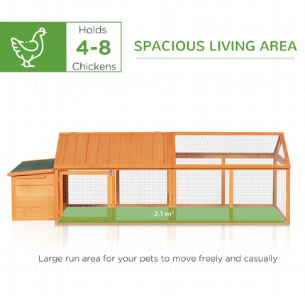 Wooden Chicken Coop for 4-8 Chickens with Nesting Box & Openable Roof - Orange