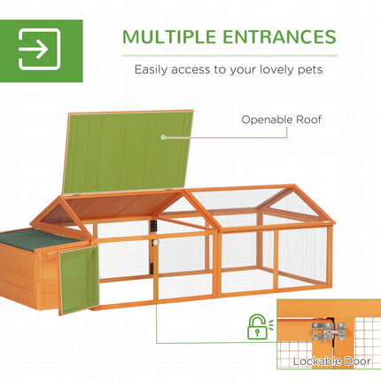 Wooden Chicken Coop for 4-8 Chickens with Nesting Box & Openable Roof - Orange