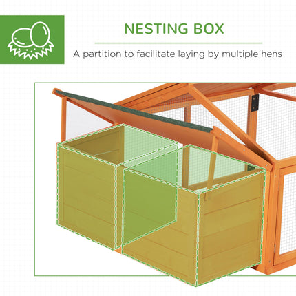 Wooden Chicken Coop for 4-8 Chickens with Nesting Box & Openable Roof - Orange