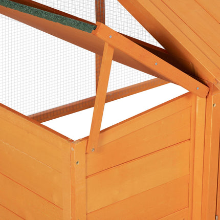 Wooden Chicken Coop for 4-8 Chickens with Nesting Box & Openable Roof - Orange