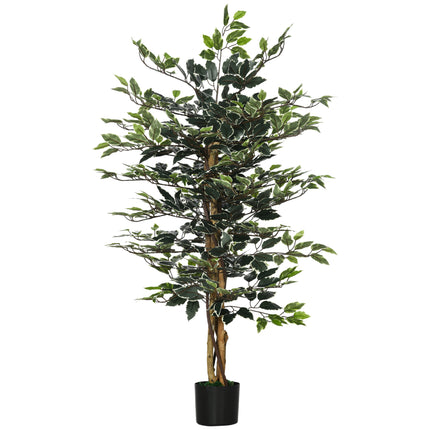Artificial Ficus Tree 130cm Tall with Lifelike Leaves in Pot - Green