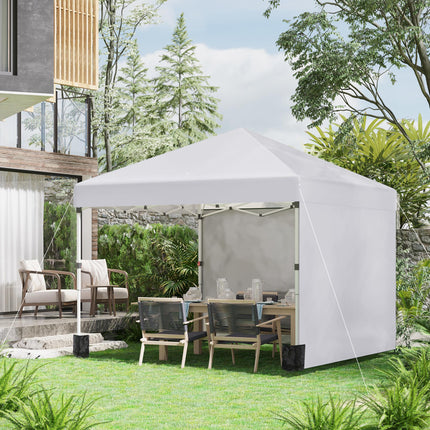 3x3 Metre Pop Up Gazebo Set with Sidewalls and Carry Bag - White