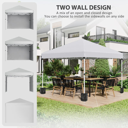 3x3 Metre Pop Up Gazebo Set with Sidewalls and Carry Bag - White