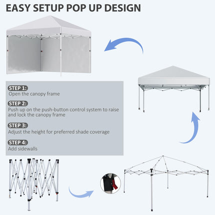 3x3 Metre Pop Up Gazebo Set with Sidewalls and Carry Bag - White