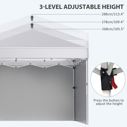 3x3 Metre Pop Up Gazebo Set with Sidewalls and Carry Bag - White