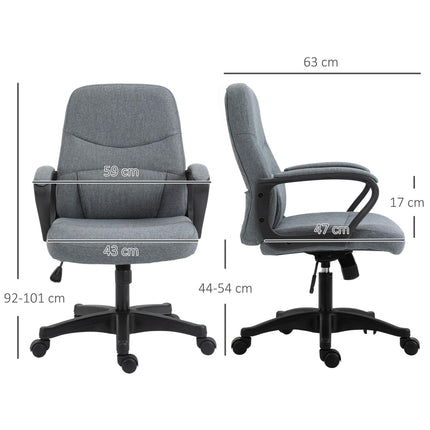 Ergonomic High Back Office Chair with Massager Lumbar Support, Adjustable Height & 360° Swivel - Grey