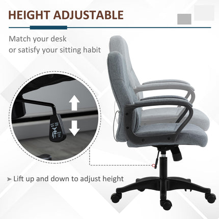 Ergonomic High Back Office Chair with Massager Lumbar Support, Adjustable Height & 360° Swivel - Grey