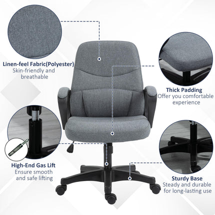 Ergonomic High Back Office Chair with Massager Lumbar Support, Adjustable Height & 360° Swivel - Grey