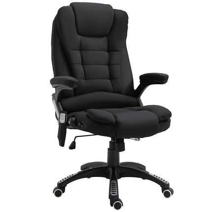 Heated Massage Recliner Office Chair with Six Massage Points, 130° Recline, 360° Swivel - Black